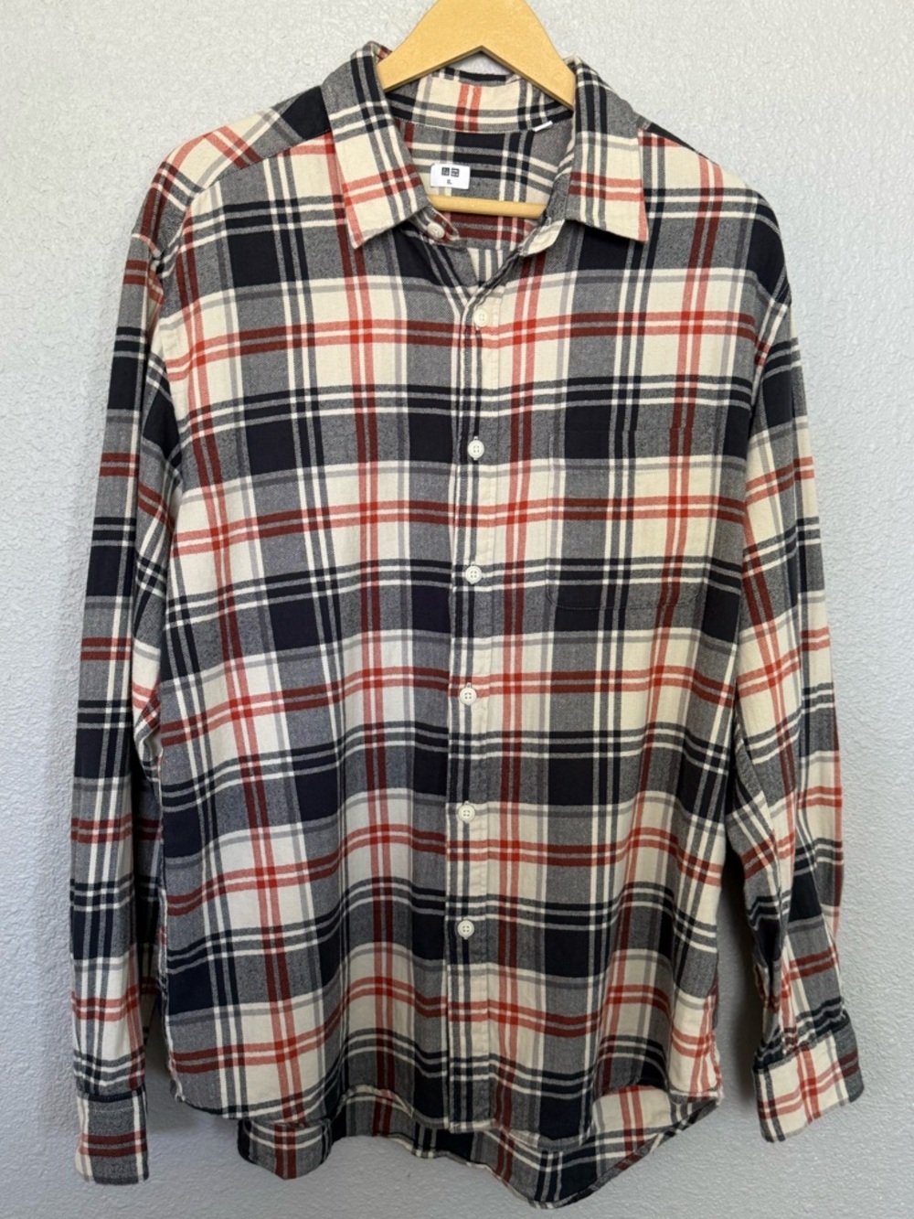 Uniqlo 100% Cotton Plaid Long Sleeve Shirt size XL